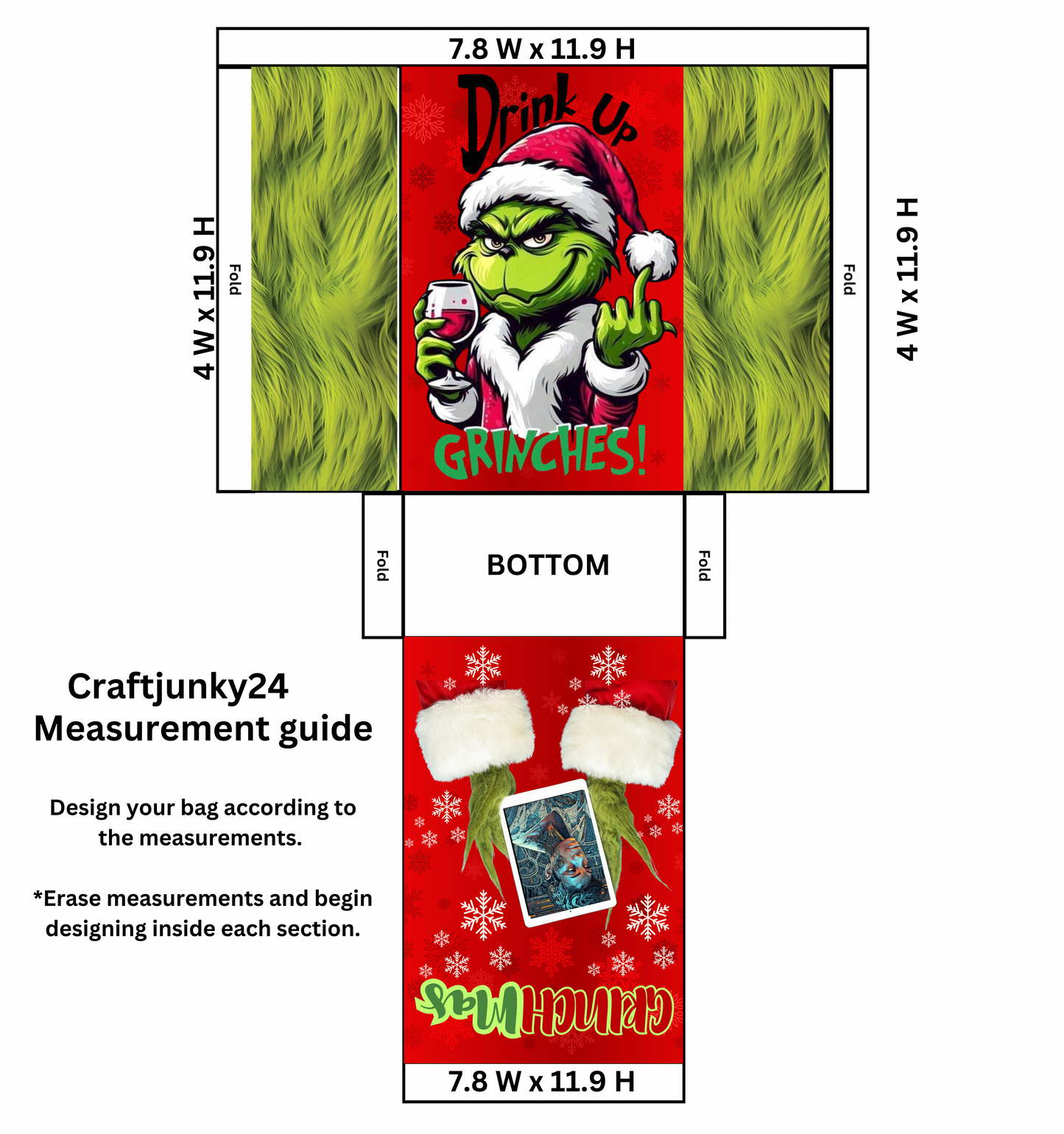 EDITABLE XMAS XL GIFT BAG TEMPLATE/ MUST HAVE ATLEAST A 24 INCH PRINTER OR USE CVS OR WALGREENS OR ORDER PRINTS FROM ME