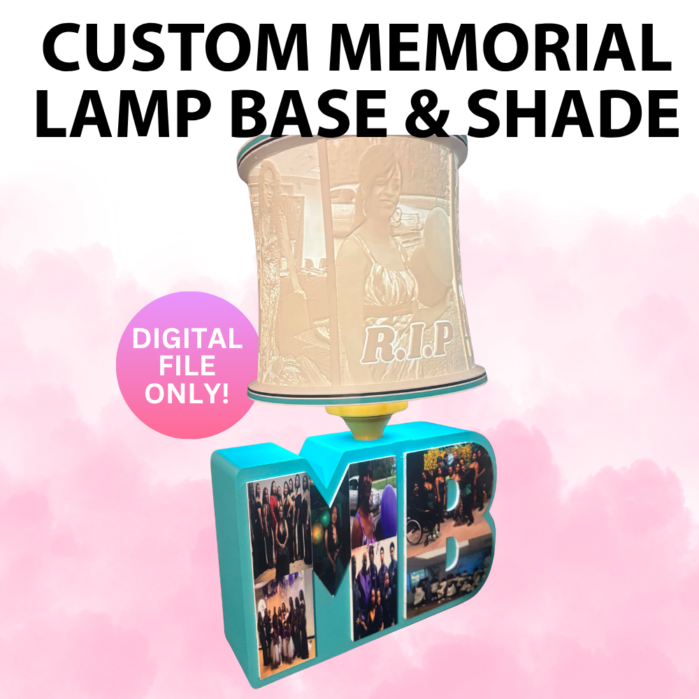 Customizable Initial Memorial Lamp Base with Lamp Shade (Digital File Only)
