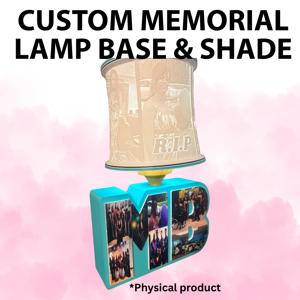 Customizable Initial Memorial Lamp Base with Lamp Shade