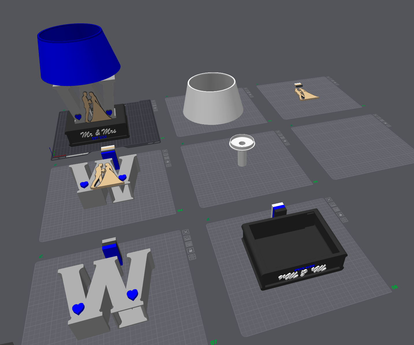 Initial Wedding Lamp Base with Customizable Lamp Shade (Digital File Only)