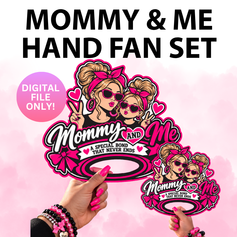 Mommy & Me Hand Fan Set /Caucasian (Digital Files)