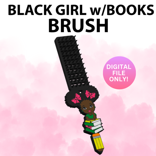 Black Girl With Books Brush (Digital File Only)