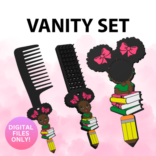 Black Girl With Books Vanity Set (Digital File Only)