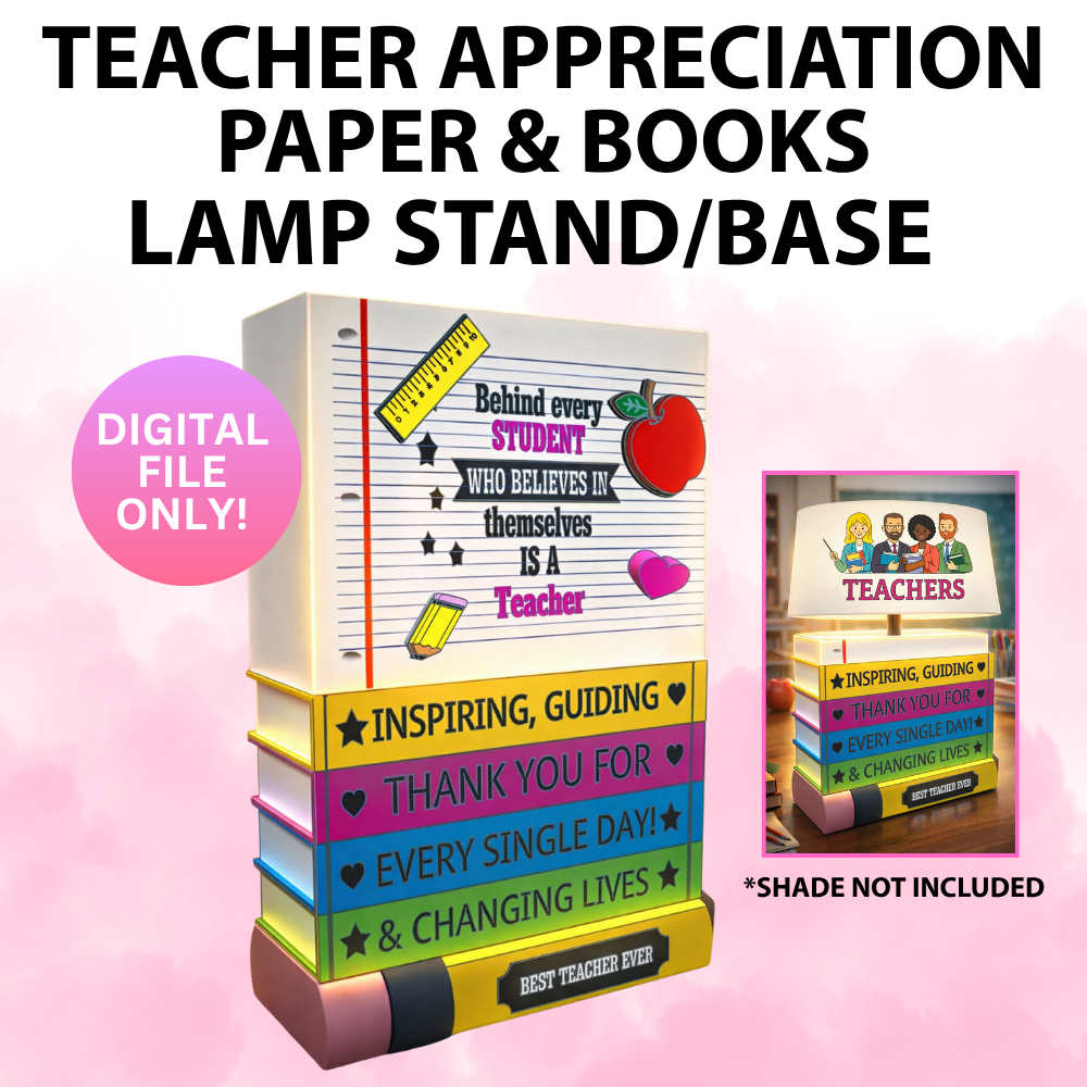 Teacher Appreciation Paper & BooksLamp Base (Digital File Only)