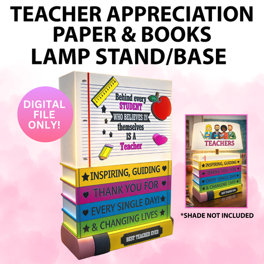 Teacher Appreciation Paper & BooksLamp Base (Digital File Only)