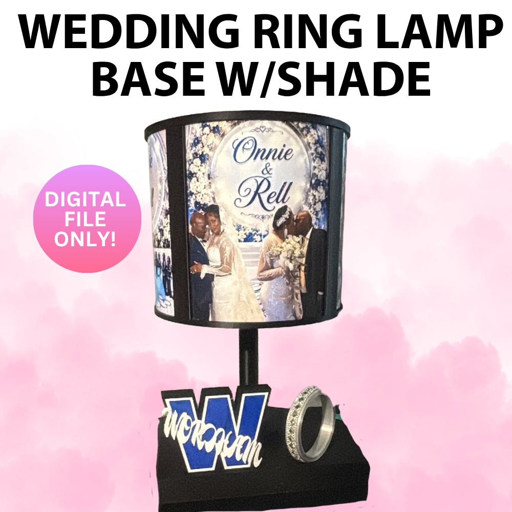 Wedding Ring Lamp Base (Squate) with Customizable Lamp Shade (Digital File Only)